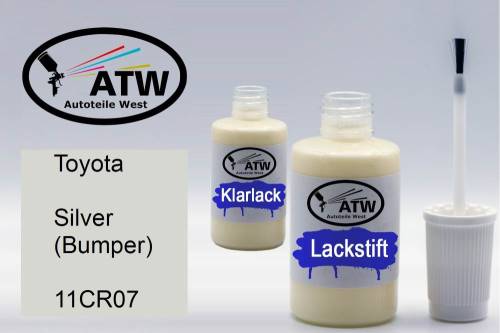 Toyota, Silver (Bumper), 11CR07: 20ml Lackstift + 20ml Klarlack - Set, von ATW Autoteile West.